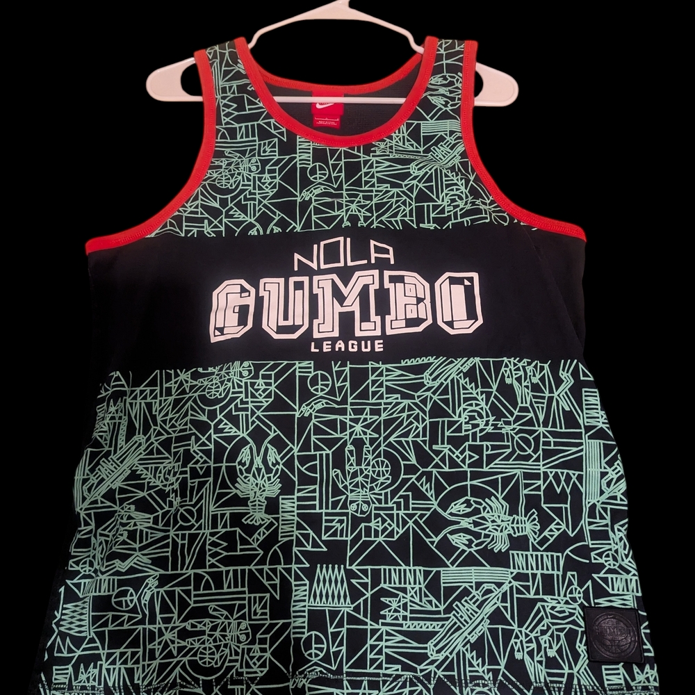 Nike NOLA Gumbo League Tank Top Men’s Large Black Red Graphic Basketball L